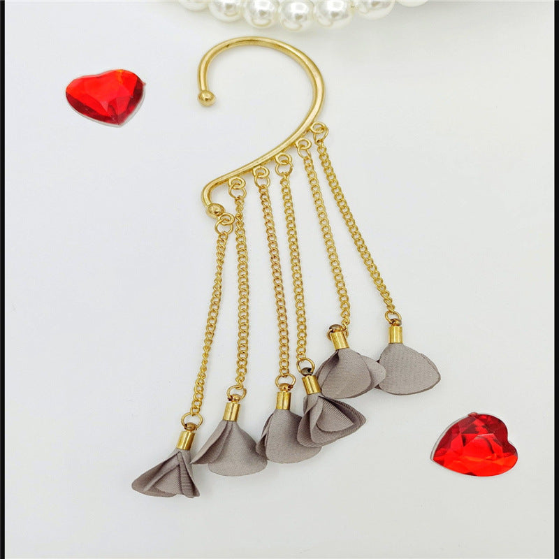 Creative fashion Korean alloy electroplating bullet head Earrings without ear holes long exaggerated and generous Tassel Earrings female