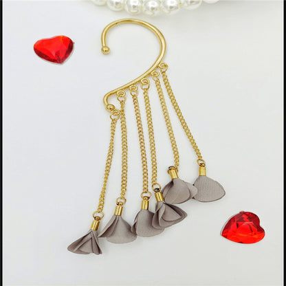 Creative fashion Korean alloy electroplating bullet head Earrings without ear holes long exaggerated and generous Tassel Earrings female