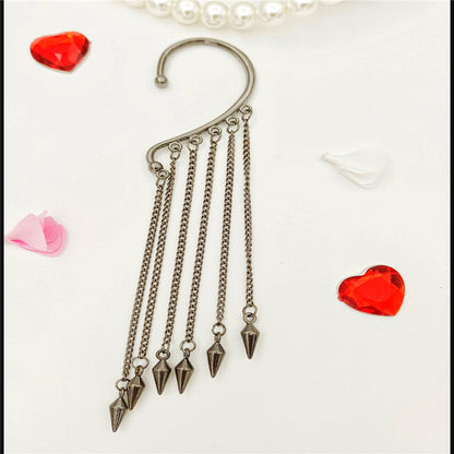 Creative fashion Korean alloy electroplating bullet head Earrings without ear holes long exaggerated and generous Tassel Earrings female