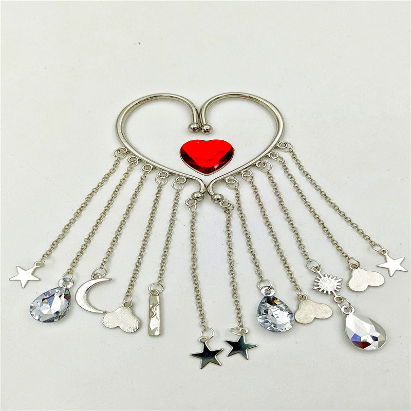 Creative fashion Korean alloy electroplating bullet head Earrings without ear holes long exaggerated and generous Tassel Earrings female