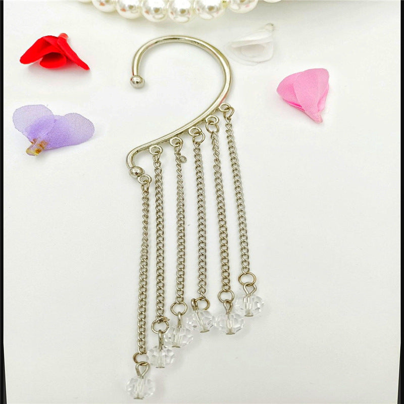 Creative fashion Korean alloy electroplating bullet head Earrings without ear holes long exaggerated and generous Tassel Earrings female