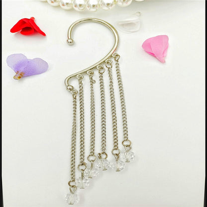 Creative fashion Korean alloy electroplating bullet head Earrings without ear holes long exaggerated and generous Tassel Earrings female