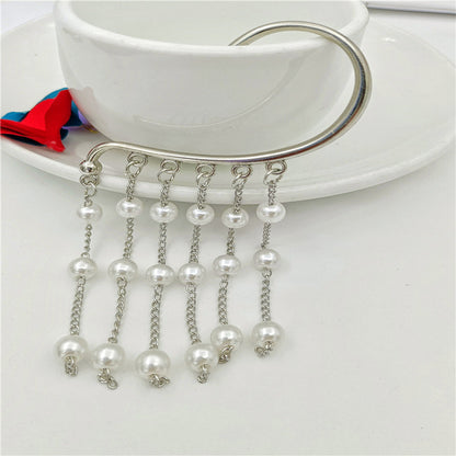 Creative fashion Korean alloy electroplating bullet head Earrings without ear holes long exaggerated and generous Tassel Earrings female