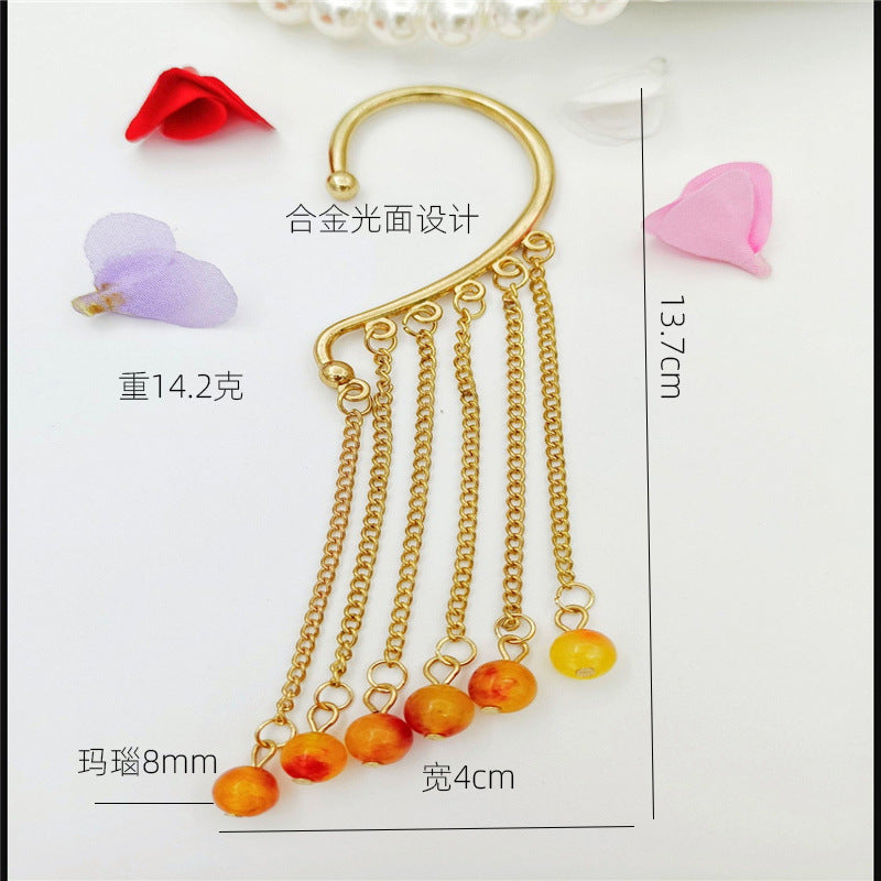 Creative fashion Korean alloy electroplating bullet head Earrings without ear holes long exaggerated and generous Tassel Earrings female