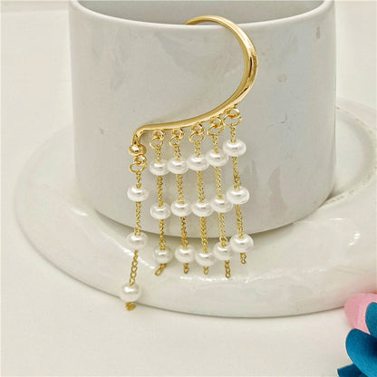Creative fashion Korean alloy electroplating bullet head Earrings without ear holes long exaggerated and generous Tassel Earrings female