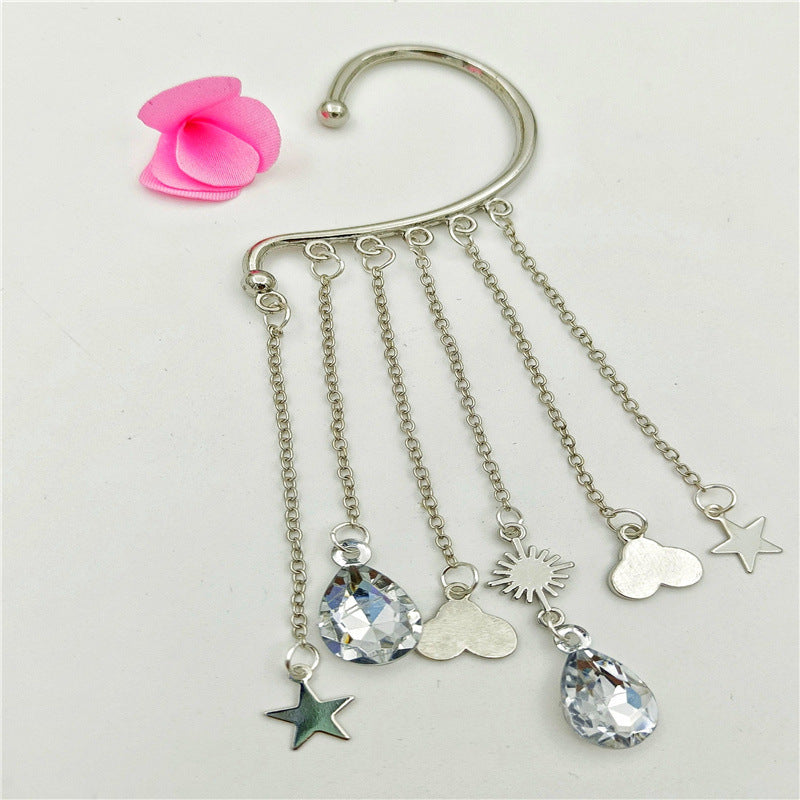 Creative fashion Korean alloy electroplating bullet head Earrings without ear holes long exaggerated and generous Tassel Earrings female