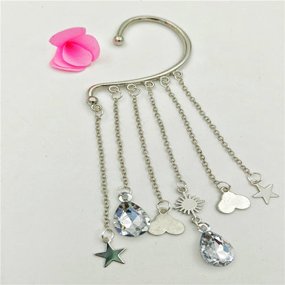 Creative fashion Korean alloy electroplating bullet head Earrings without ear holes long exaggerated and generous Tassel Earrings female