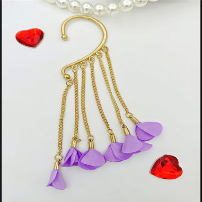 Creative fashion Korean alloy electroplating bullet head Earrings without ear holes long exaggerated and generous Tassel Earrings female