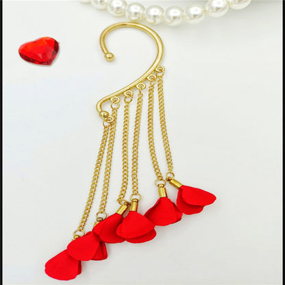 Creative fashion Korean alloy electroplating bullet head Earrings without ear holes long exaggerated and generous Tassel Earrings female