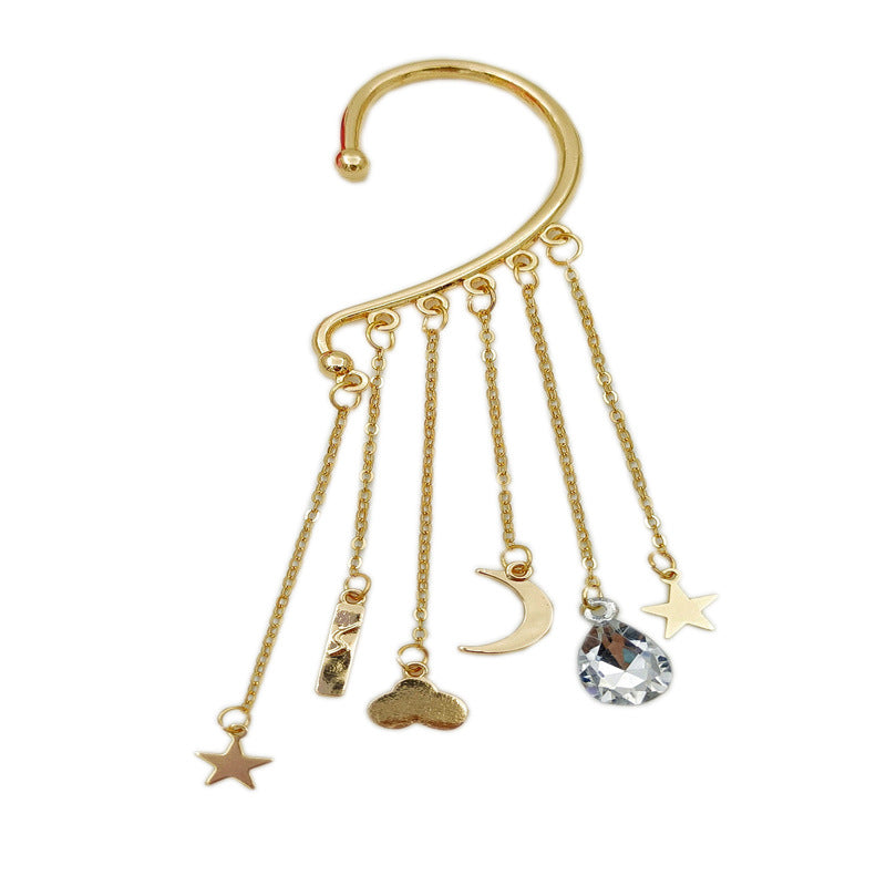 Creative fashion Korean alloy electroplating bullet head Earrings without ear holes long exaggerated and generous Tassel Earrings female