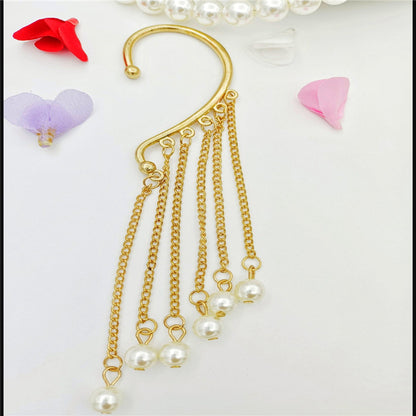 Creative fashion Korean alloy electroplating bullet head Earrings without ear holes long exaggerated and generous Tassel Earrings female