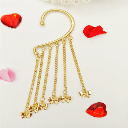 Creative fashion Korean alloy electroplating bullet head Earrings without ear holes long exaggerated and generous Tassel Earrings female