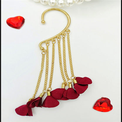 Creative fashion Korean alloy electroplating bullet head Earrings without ear holes long exaggerated and generous Tassel Earrings female