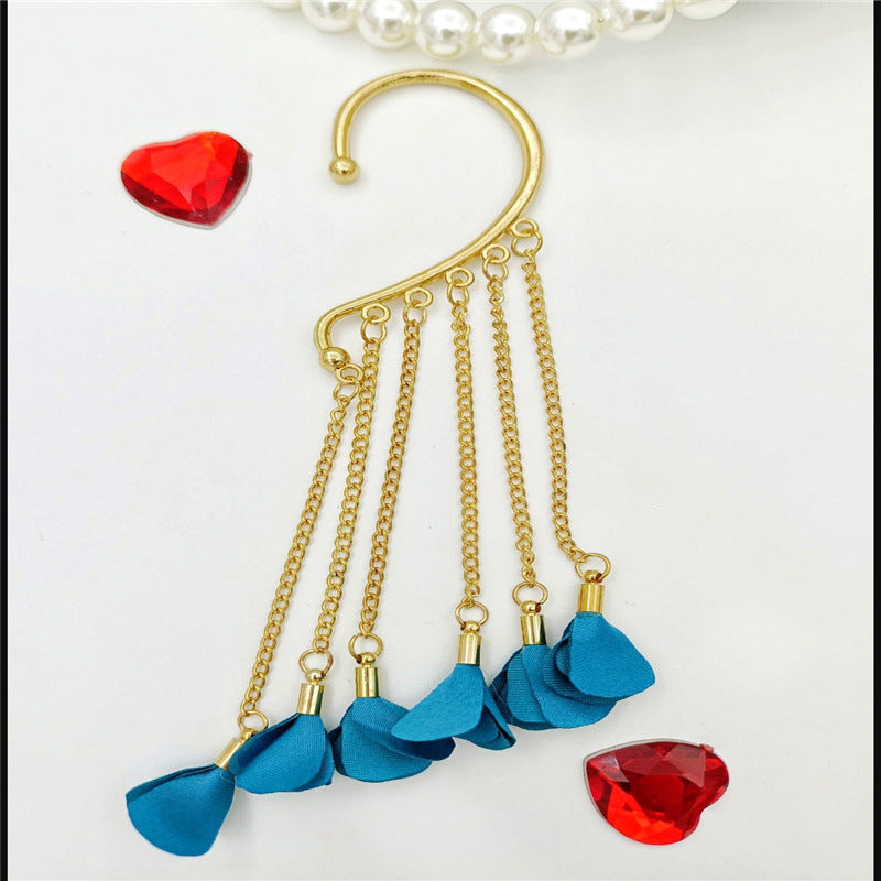 Creative fashion Korean alloy electroplating bullet head Earrings without ear holes long exaggerated and generous Tassel Earrings female