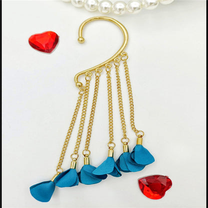 Creative fashion Korean alloy electroplating bullet head Earrings without ear holes long exaggerated and generous Tassel Earrings female