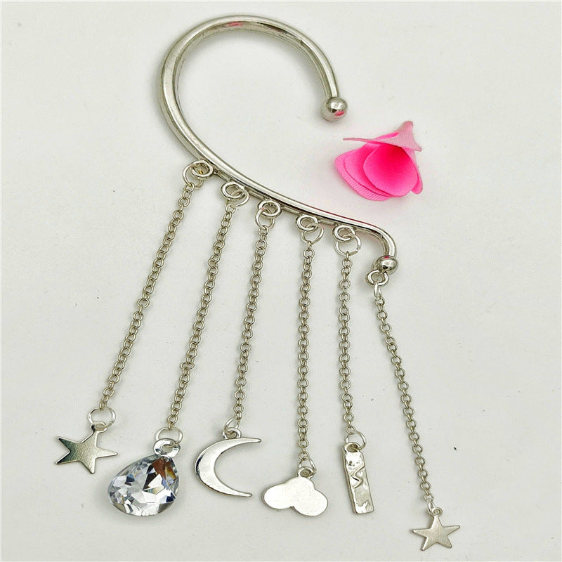 Creative fashion Korean alloy electroplating bullet head Earrings without ear holes long exaggerated and generous Tassel Earrings female