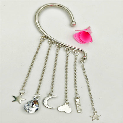 Creative fashion Korean alloy electroplating bullet head Earrings without ear holes long exaggerated and generous Tassel Earrings female