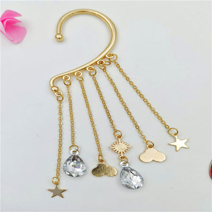 Creative fashion Korean alloy electroplating bullet head Earrings without ear holes long exaggerated and generous Tassel Earrings female