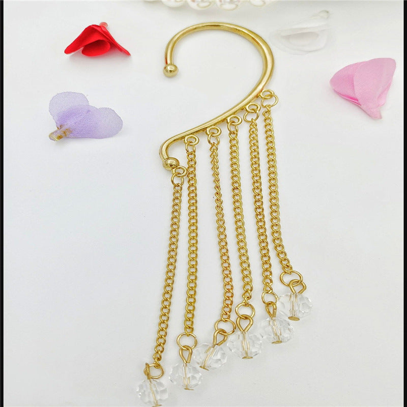 Creative fashion Korean alloy electroplating bullet head Earrings without ear holes long exaggerated and generous Tassel Earrings female