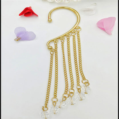 Creative fashion Korean alloy electroplating bullet head Earrings without ear holes long exaggerated and generous Tassel Earrings female