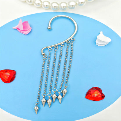Creative fashion Korean alloy electroplating bullet head Earrings without ear holes long exaggerated and generous Tassel Earrings female