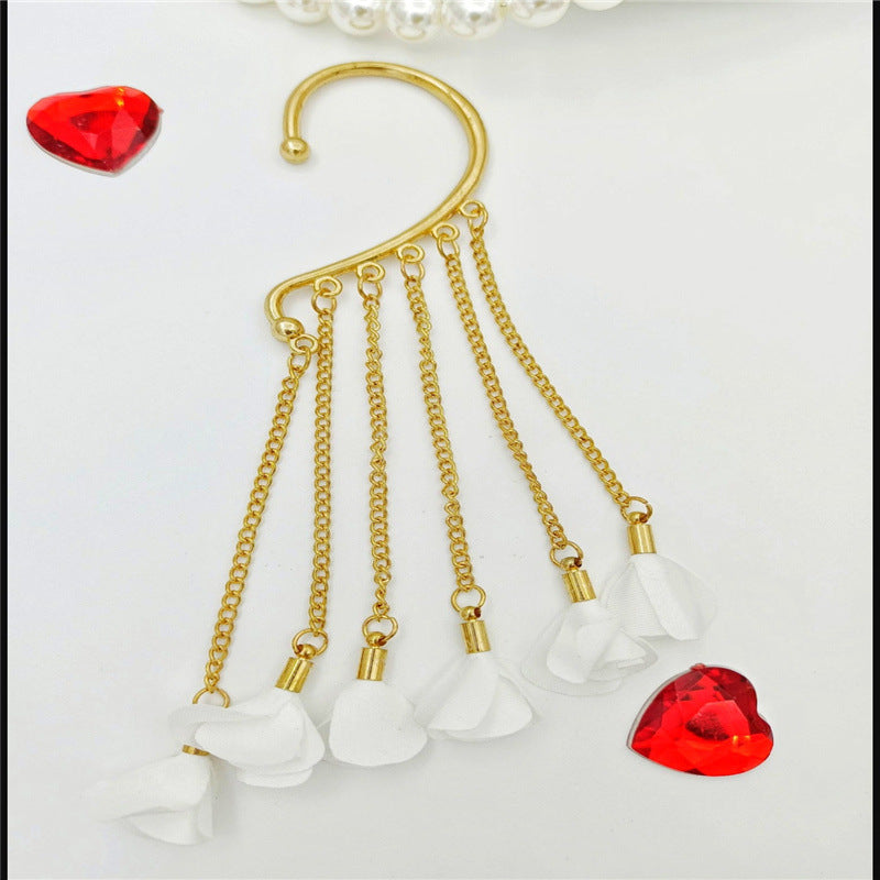 Creative fashion Korean alloy electroplating bullet head Earrings without ear holes long exaggerated and generous Tassel Earrings female