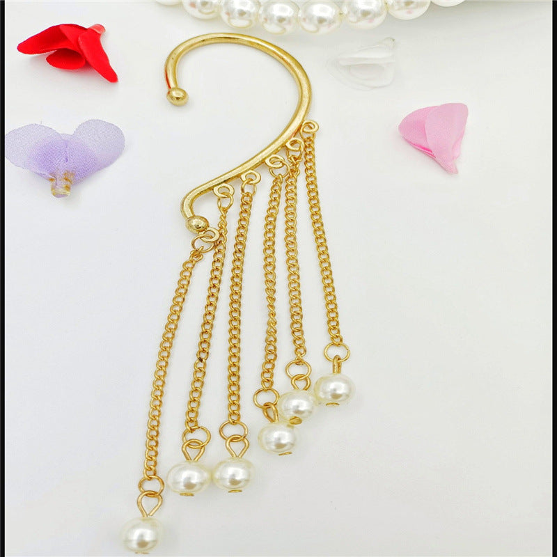 Creative fashion Korean alloy electroplating bullet head Earrings without ear holes long exaggerated and generous Tassel Earrings female