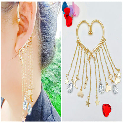 Creative fashion Korean alloy electroplating bullet head Earrings without ear holes long exaggerated and generous Tassel Earrings female